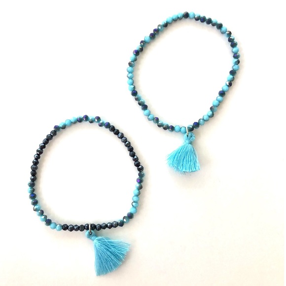 Beaded Tassel Stretch Bracelets Set- 2pcs - Picture 5 of 6